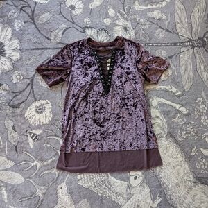 Velvet Lace Up Top